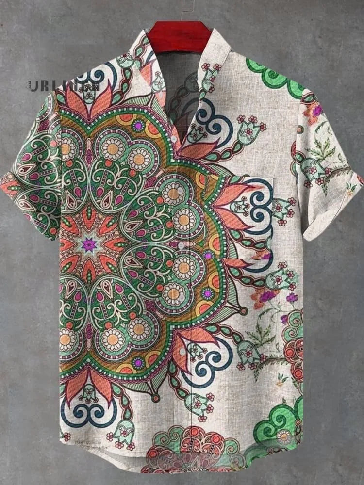 🌍 The Ancestral Modesty Heritage Edition: Premium Men’s Retro African Tribal Totem Shirt – High-Definition Digital Print, Breathable Organic Cotton-Linen Blend, and Sophisticated Modest Street-Trend Silhouette