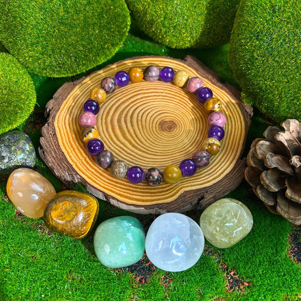 ✨ 8mm Handmade Natural Stone Beaded Bracelet – Enhances Love Fortune, Self-Confidence, and Personal Charm