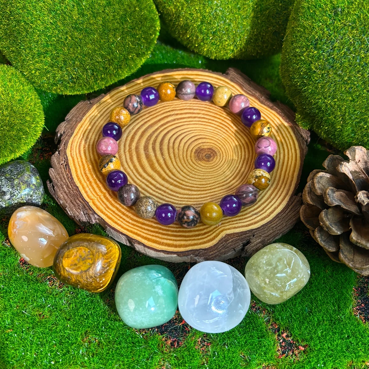 ✨ 8mm Handmade Natural Stone Beaded Bracelet – Enhances Love Fortune, Self-Confidence, and Personal Charm