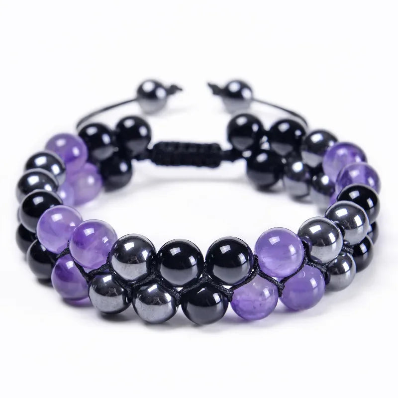 🛡️ Triple Protection Bracelet: Tiger Eye, Black Obsidian & Hematite 8mm Beads – Ultimate Energy Shield, Grounding & Healing Crystal Bangle for Men & Women 8MM Bead Bracelet-17