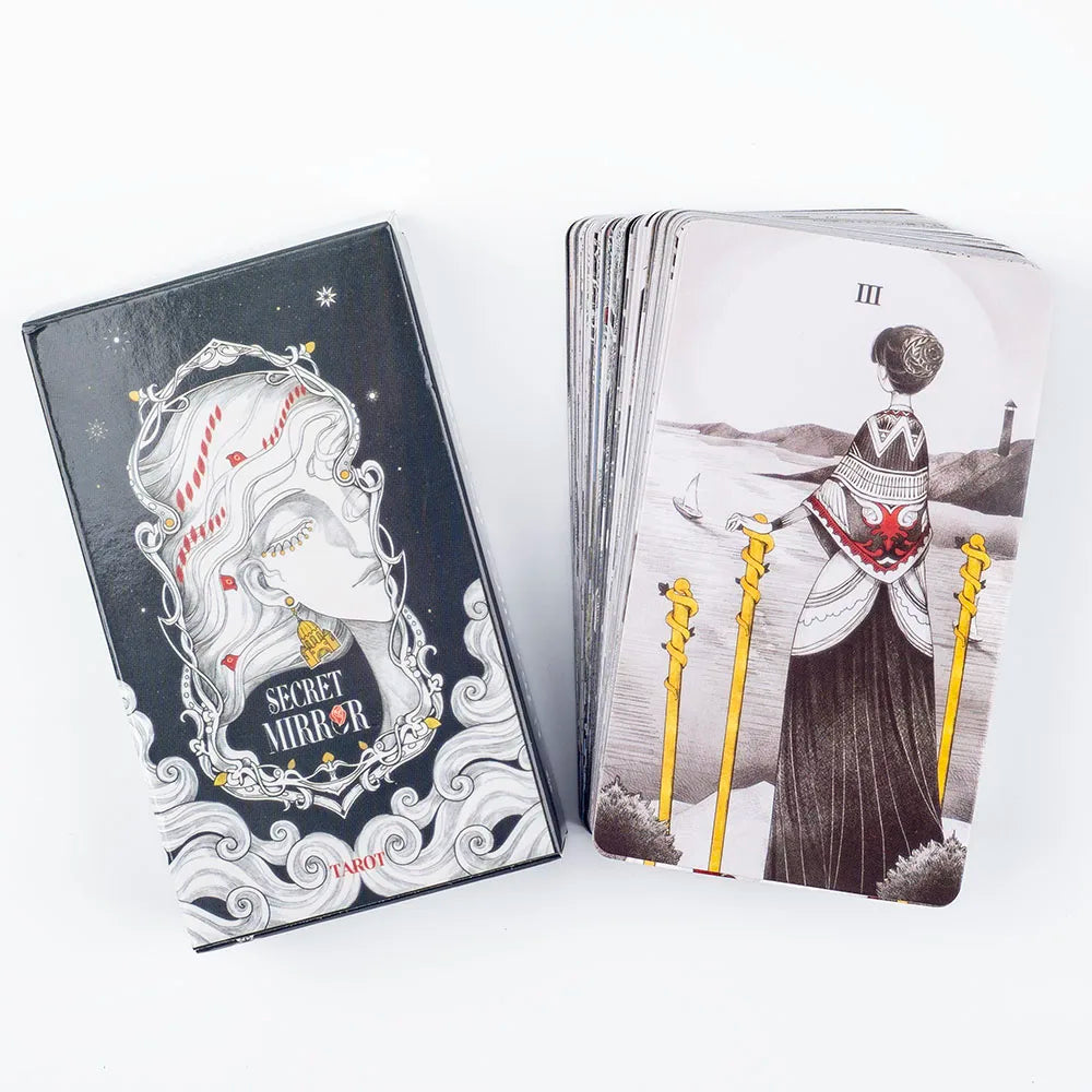 Secret Mirror Tarot – 80-Card English Divination Deck for Family Gatherings, Board Games, and Spiritual Exploration (12x7 cm)