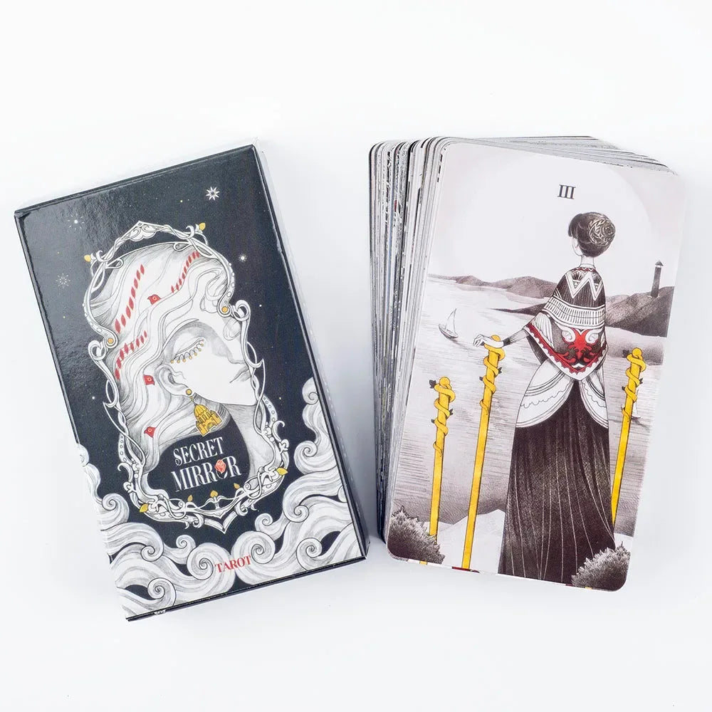 Secret Mirror Tarot – 80-Card English Divination Deck for Family Gatherings, Board Games, and Spiritual Exploration (12x7 cm)