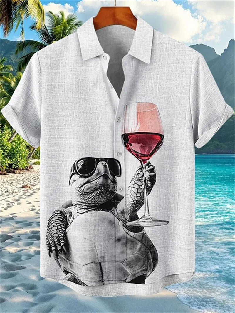 🎞️ The Vintage Essence Heritage Shirt: Premium Men’s Cotton-Linen Casual Top – High-Definition Retro Graphic Print, Breathable Short-Sleeve Button-Down, and Sophisticated Summer Silhouette FB755