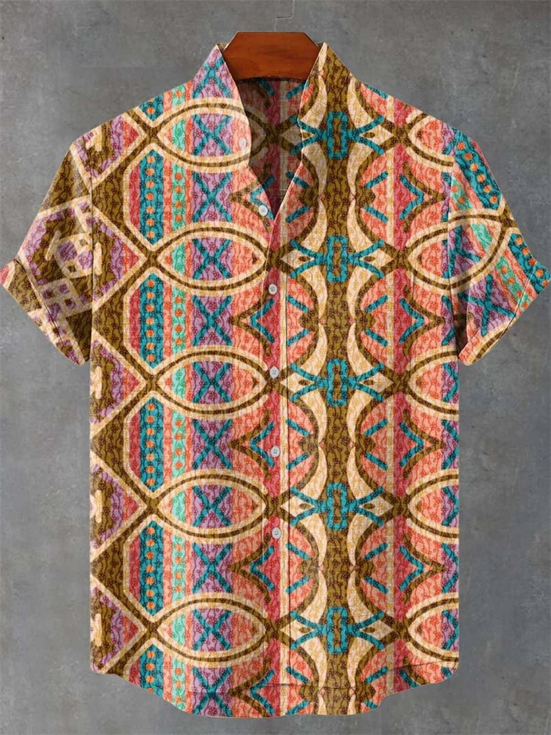 🌊 The Zen-Wave Symmetry Edition: Premium Men’s 3D Graphic Linen Shirt – High-Definition Symmetrical Wave Print, Breathable Organic Cotton-Linen Blend, and Sophisticated Modern-Fit Summer Button-Down FS2414