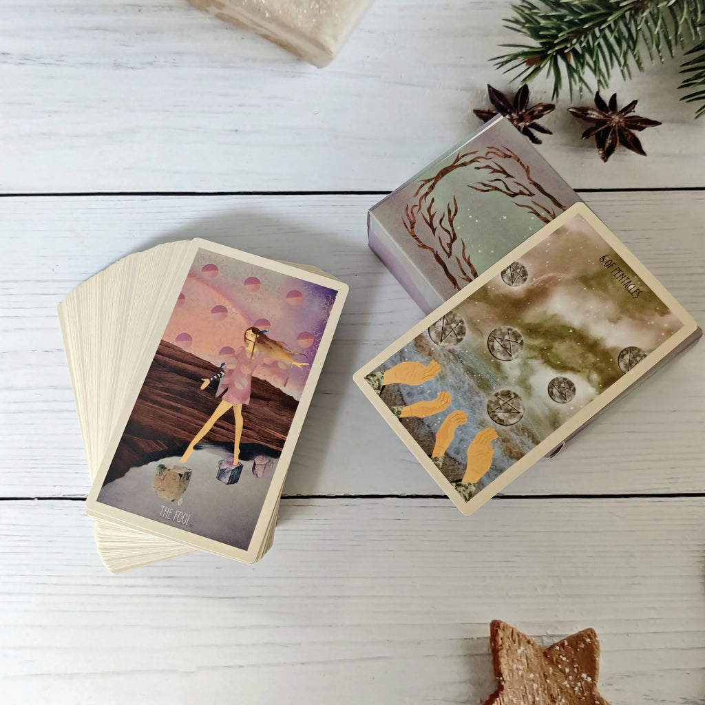 ✨ The Star Seeker Tarot Deck – 78 Cards Beginner Friendly Cosmic & Mystical Theme Compact 12 x 7 cm Includes 100-Page Guidebook Board Game & Divination Deck for Adults