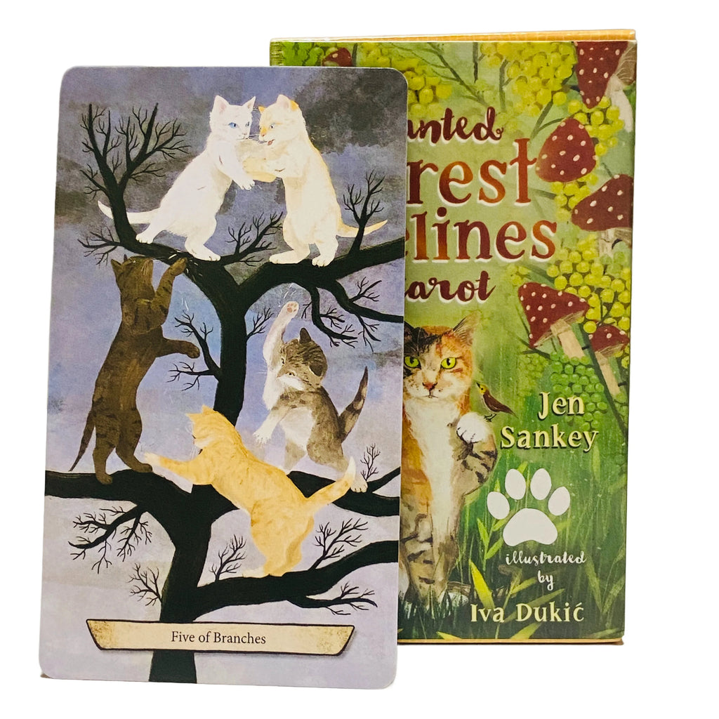 🃏 Enchanted Forest Felines Tarot Cards – 78 Cards Deck Featuring The Power of Cat-omancy, Perfect for Cat Lovers and Spiritual Readings