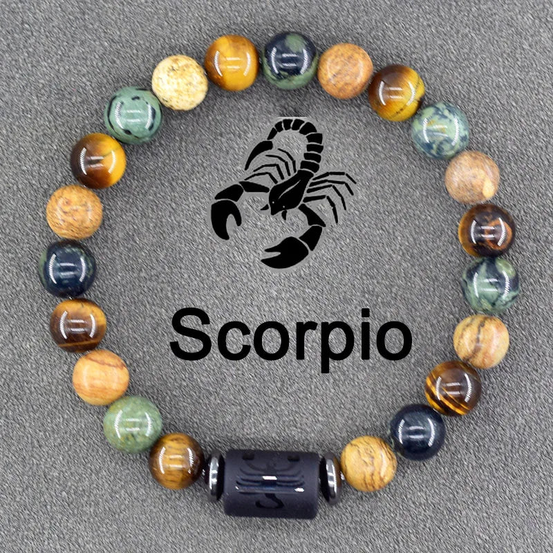 ✨ Zodiac Sign Bracelet Homme 12 Constellation Bangles – Adjustable Unisex Astrology Jewelry | Gemini, Virgo, Leo, Libra & More | Perfect Friendship Gift 9 8mm Beads