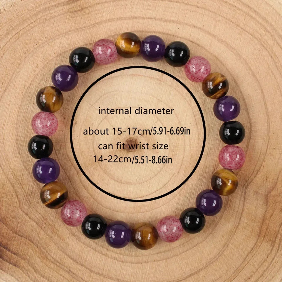 ✨ Calming Anti-Anxiety Bracelet – Natural Tiger Eye and Amethyst Healing Crystal Jewelry for Women