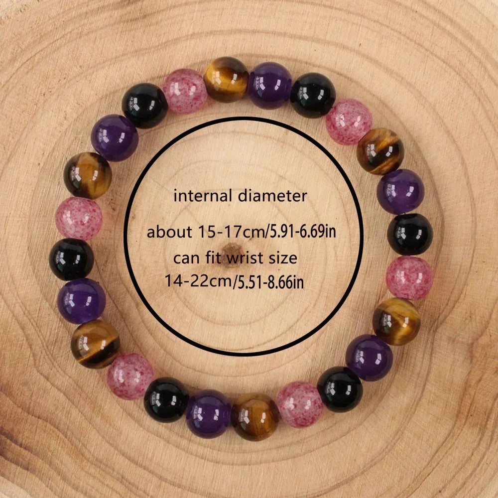 ✨ Calming Anti-Anxiety Bracelet – Natural Tiger Eye and Amethyst Healing Crystal Jewelry for Women