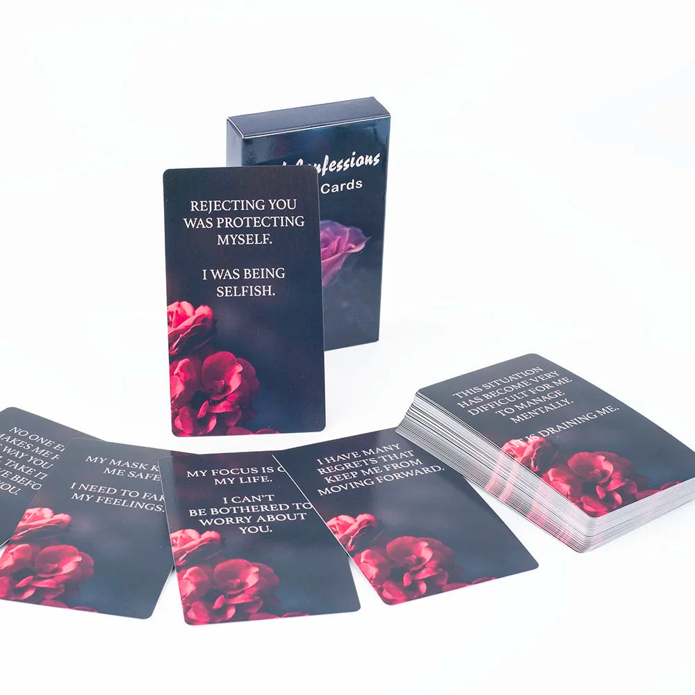 Dark Confession Oracle Cards – 50-Card Twin Flame & Love Keywords Deck with Messages for Psychic Divination and Board Games