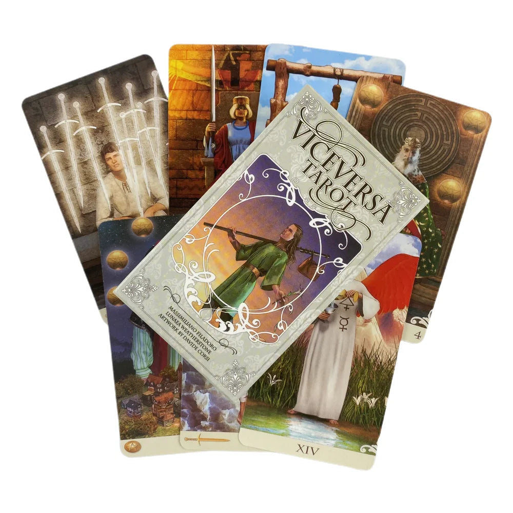 Viceversa Tarot Cards – 78-Card English Oracle Deck with Dual-Sided Art for Divination and Family Board Games