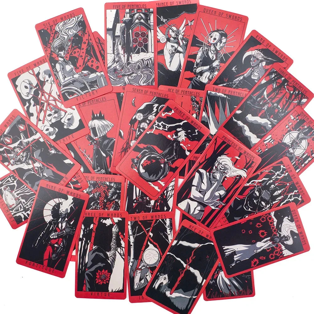 Lost Hollow Tarot Deck – 80 Cards with Guidebook and Red Gilded Edges