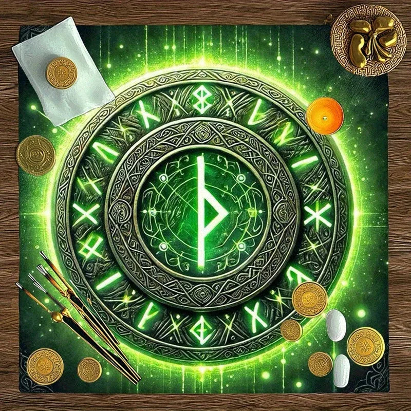 🃏 VIKAMA Mystic Rune Aura Tarot Tablecloth – Astrology-Themed Altar Cloth & Event Placemat for Tarot Readings and Desktop Decoration