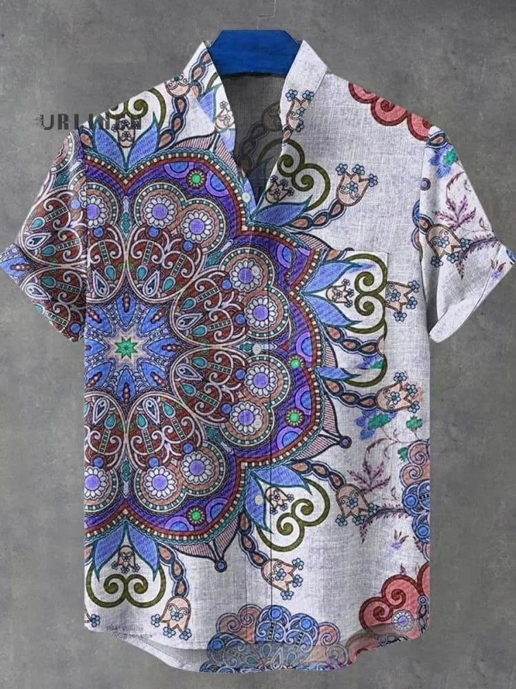 🌍 The Ancestral Modesty Heritage Edition: Premium Men’s Retro African Tribal Totem Shirt – High-Definition Digital Print, Breathable Organic Cotton-Linen Blend, and Sophisticated Modest Street-Trend Silhouette SFQQQD1223