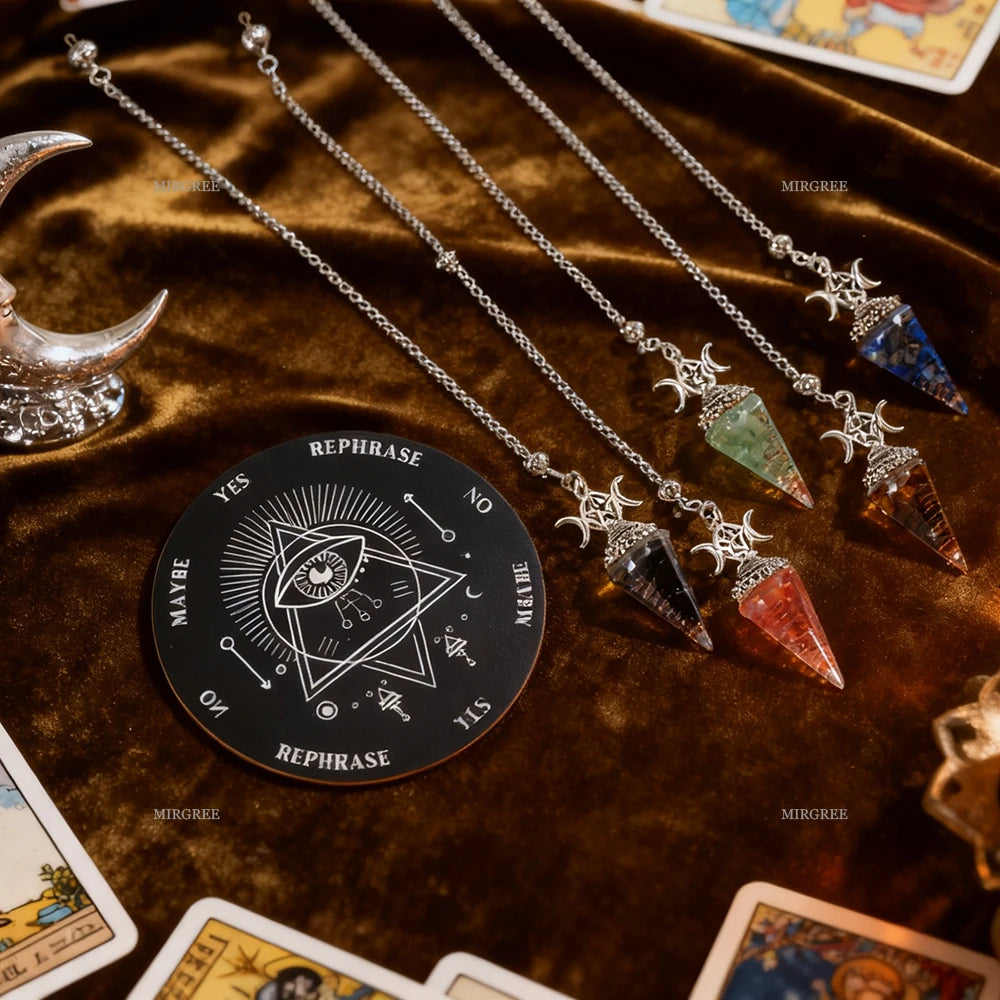 🔮 2pcs Spiritual Pendulum Divination Set – Includes Crystal Pendulum & Divination Disk | Healing & Decision-Making Tool | Free Shipping