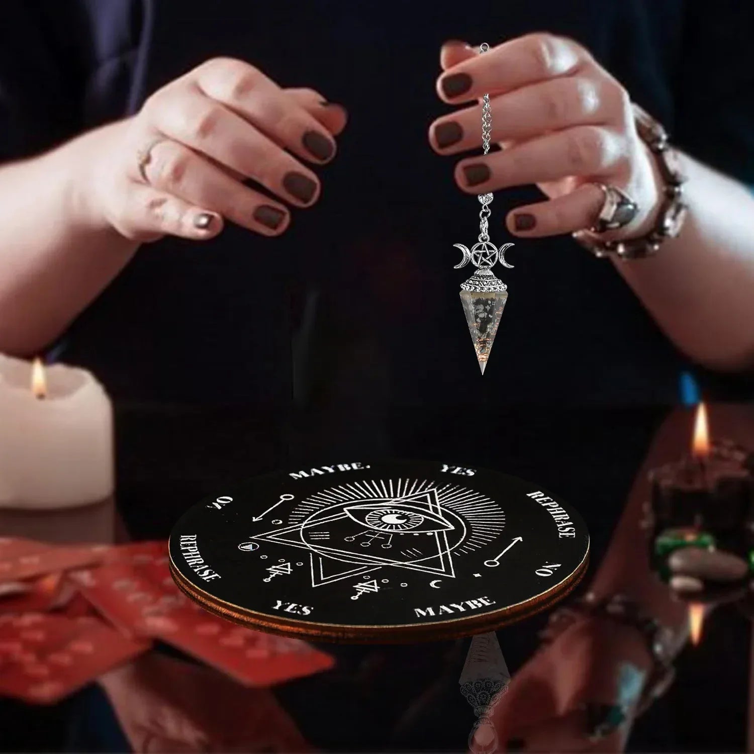 🔮 2pcs Spiritual Pendulum Divination Set – Includes Crystal Pendulum & Divination Disk | Healing & Decision-Making Tool | Free Shipping style d