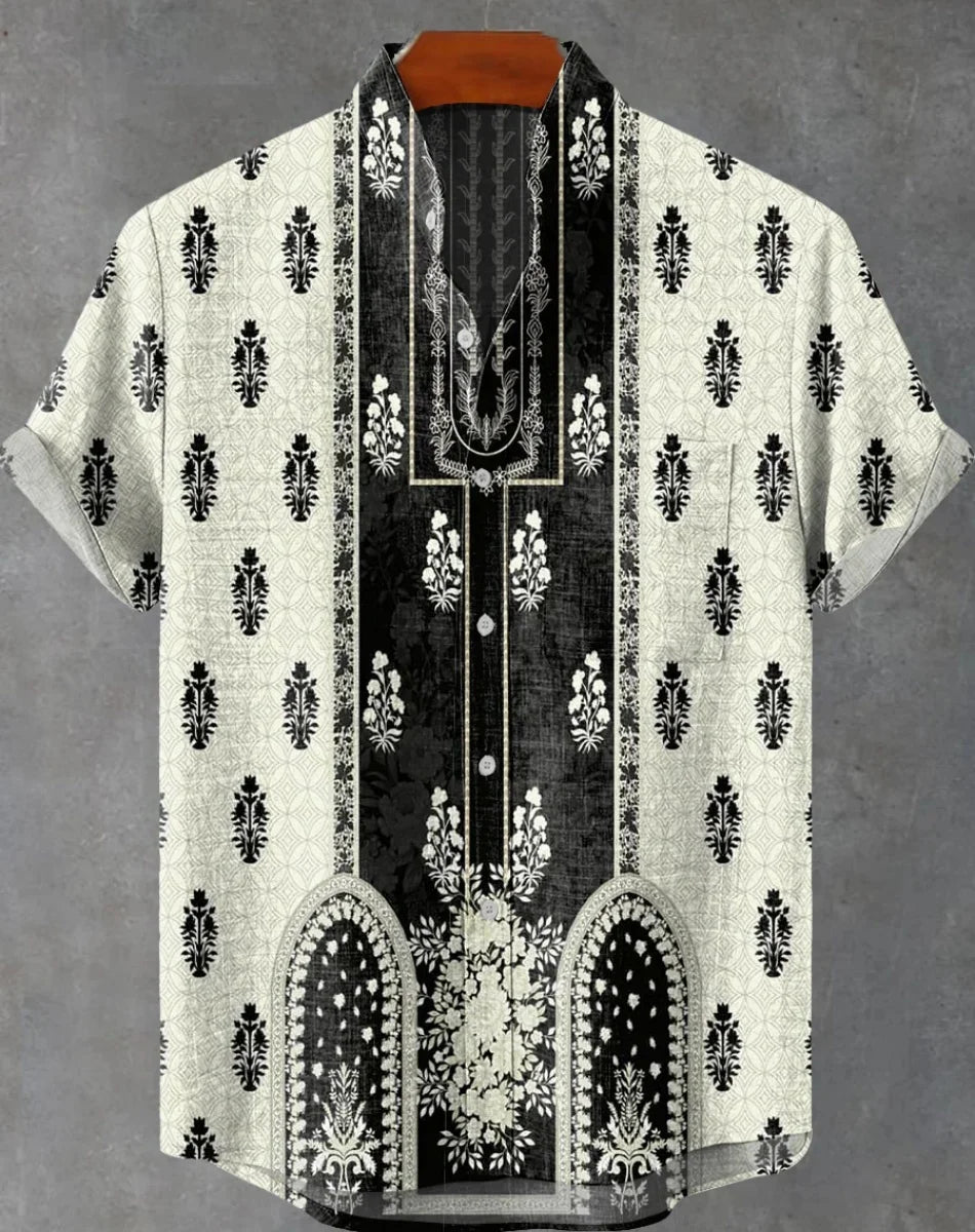 🌅 The Harajuku Sunset Heritage: Premium Unisex Ethnic Linen Shirt – High-Definition Sunset Graphic Print, Breathable Organic Cotton-Linen Blend, and Sophisticated Harajuku-Inspired Streetwear Button-Down SFQQQD1111