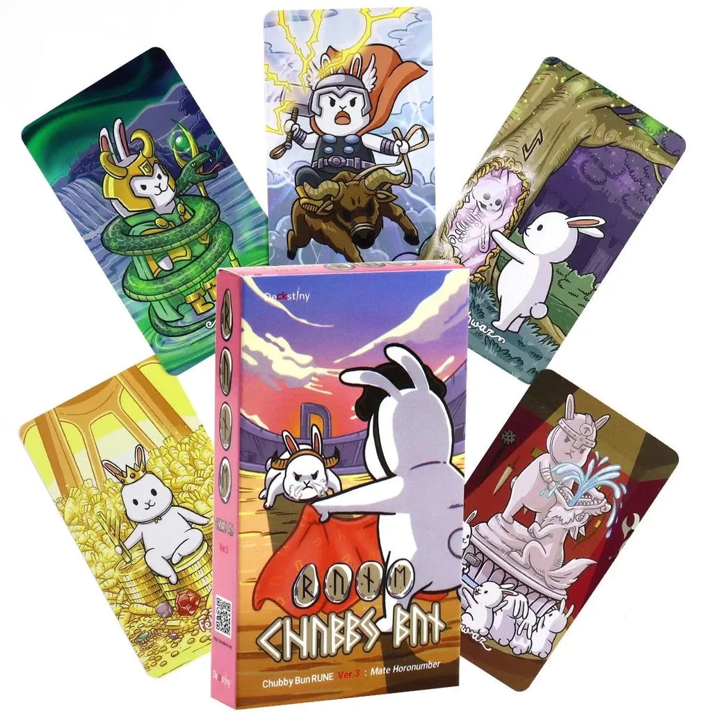 Chubby Bun Rune (Elder Futhark) V2 Tarot Deck – 78-Card Whimsical Bunny-Themed Divination and Board Game Deck