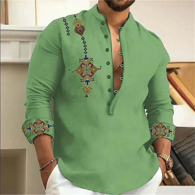 🎨 The Tribal Geometry Edition: Premium Men’s 3D Printed Retro Long-Sleeve Shirt – High-Definition Ethnic Geometric Art, 15 Signature Colorways, Breathable Outdoor Performance Fabric, and Modern Oversized Fit in Sizes XS-6XL YM0024