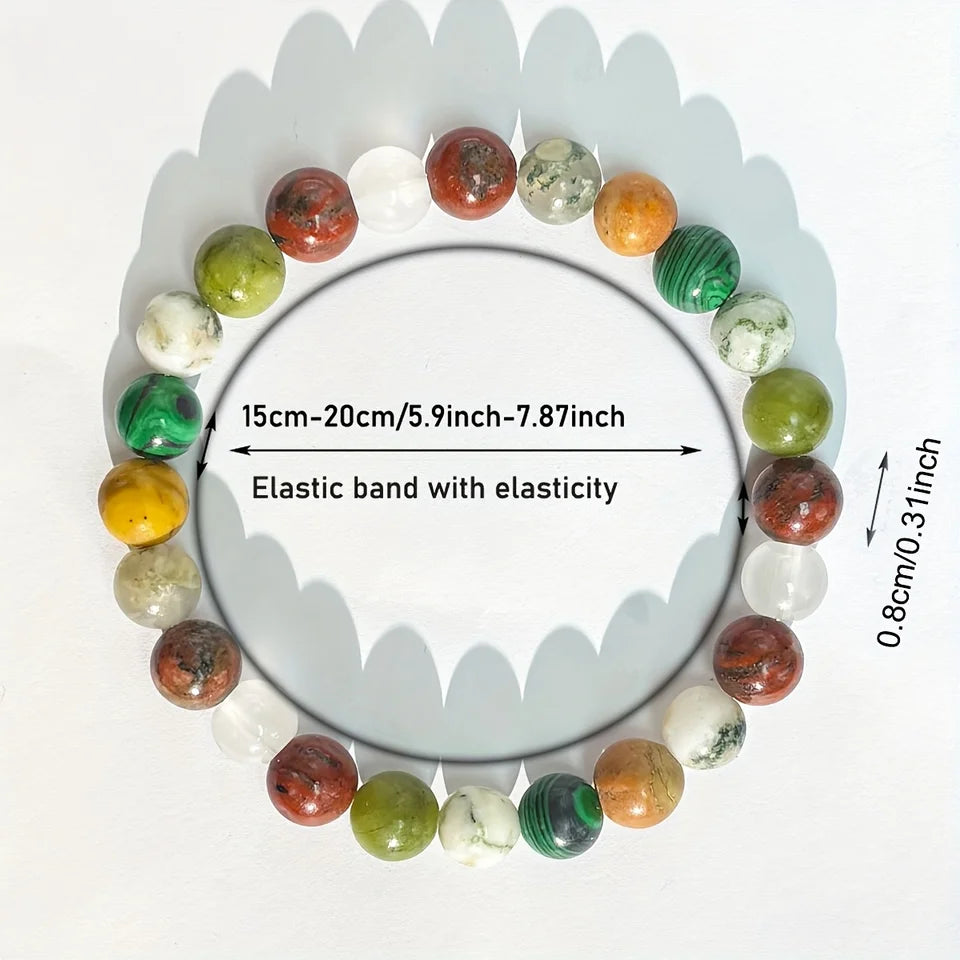 ✨ Peace of Mind Bracelet – 8mm Natural Stone Beads of Malachite, African Turquoise & Green Aventurine