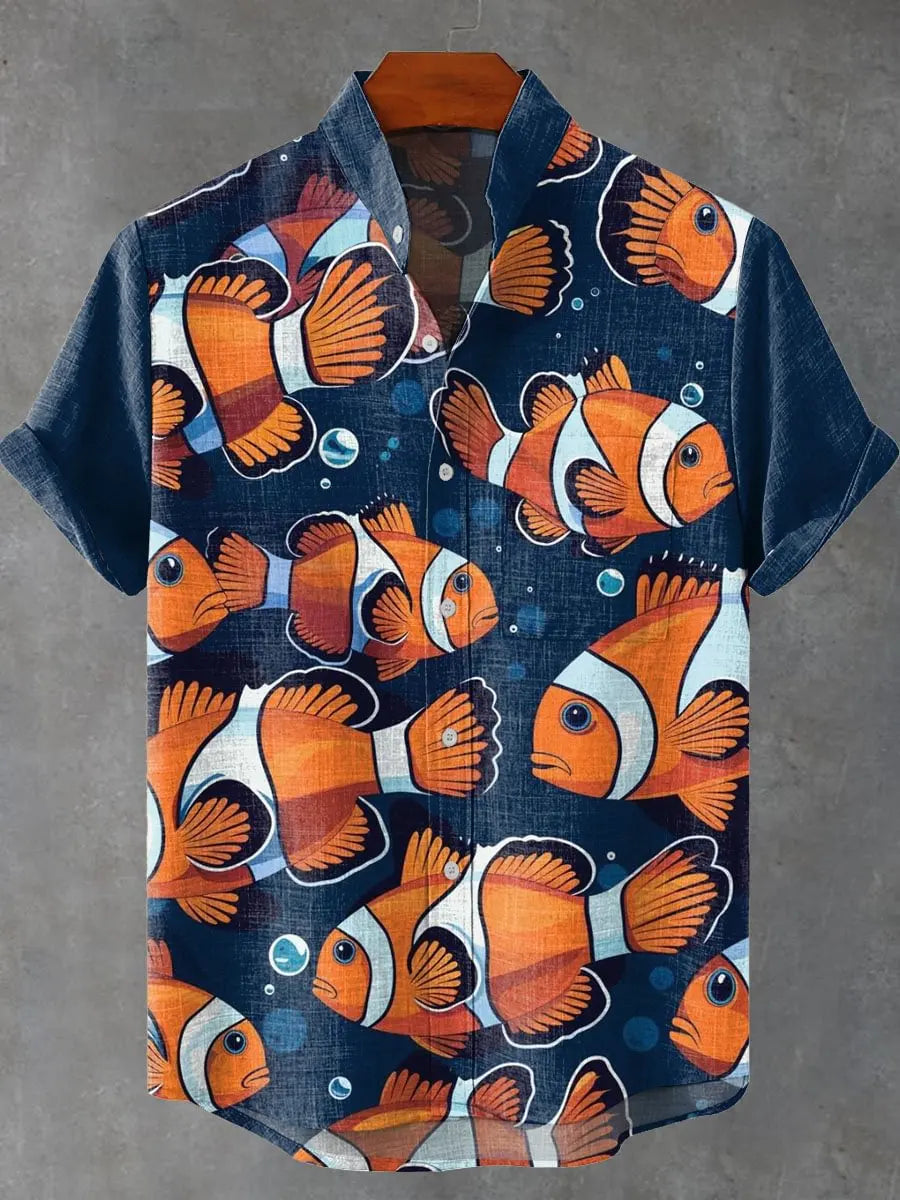 🦞 The Lobster-Luxe Coastal Masterpiece: Premium Men's Cotton-Linen Blend Short-Sleeve Shirt – High-Definition Lobster Graphic Print, Ultra-Breathable "Cool-Touch" Fabric, and Sophisticated Resort Fit