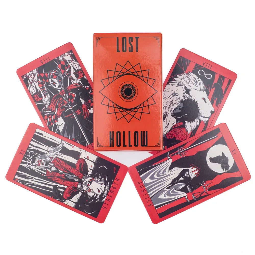 Lost Hollow Tarot Deck - 80-Card Divination Set with Red Gilded Edges & Guidebook