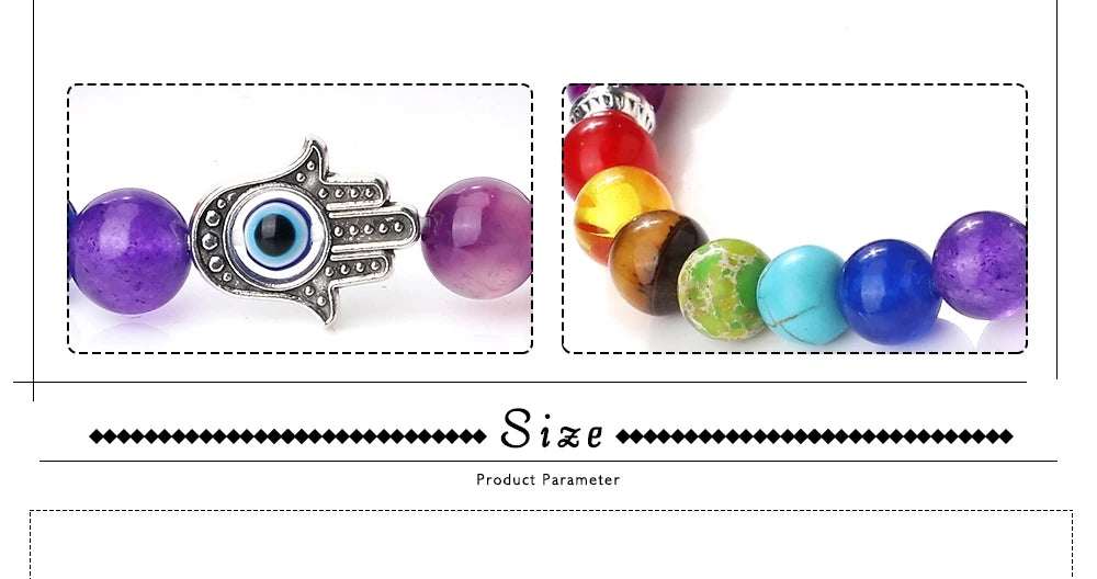 🧿 7 Chakra Protection Bracelet for Men: Natural Tiger Eye & Lava Stone with Evil Eye & Hamsa Hand – Anxiety Relief, Luck & Energy Healing Bangle