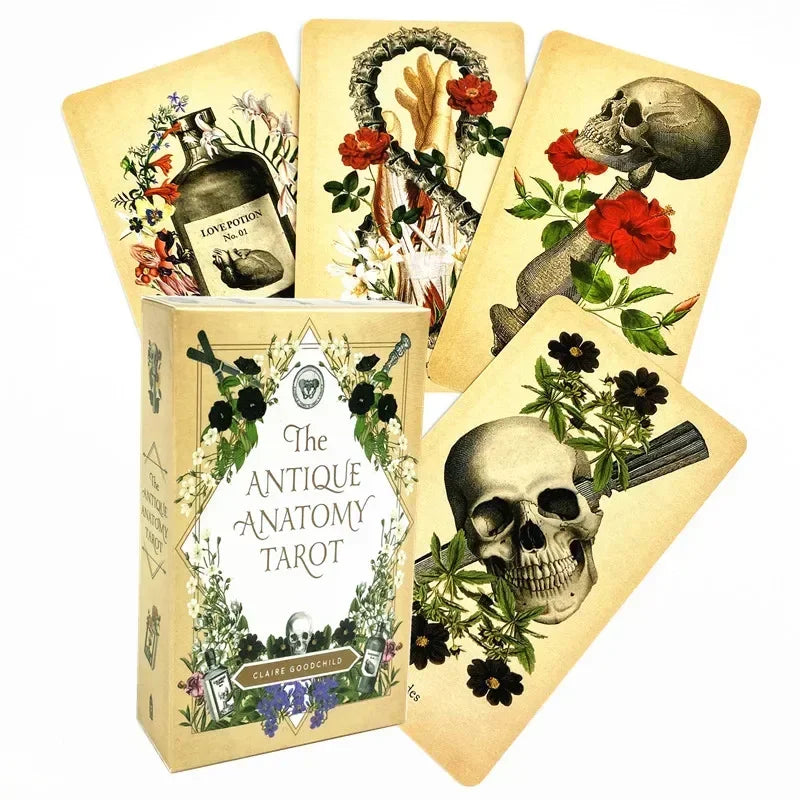 🦴 The Antique Anatomy Tarot Deck – 78 Cards | Vintage Anatomical & Botanical Illustrations | Full-Color English Guidebook Included | Divination, Meditation & Family Board Game | Luxury Foil-Stamped Keepsake Box