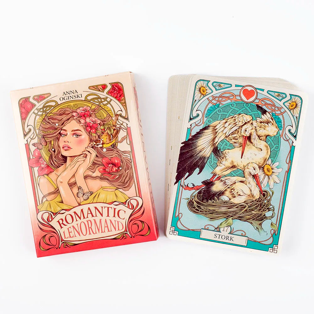 🌸 Romantic Lenormand Oracle Cards – 37 Cards | Art Nouveau Floral Motifs | English Edition | Party Board & Playing Game | Elegant and Intuitive Deck