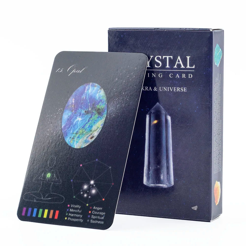 Crystals Healing Cards – 60-Card English Oracle Deck with Crystal & Zodiac Cards for Divination & Party Games TK39K