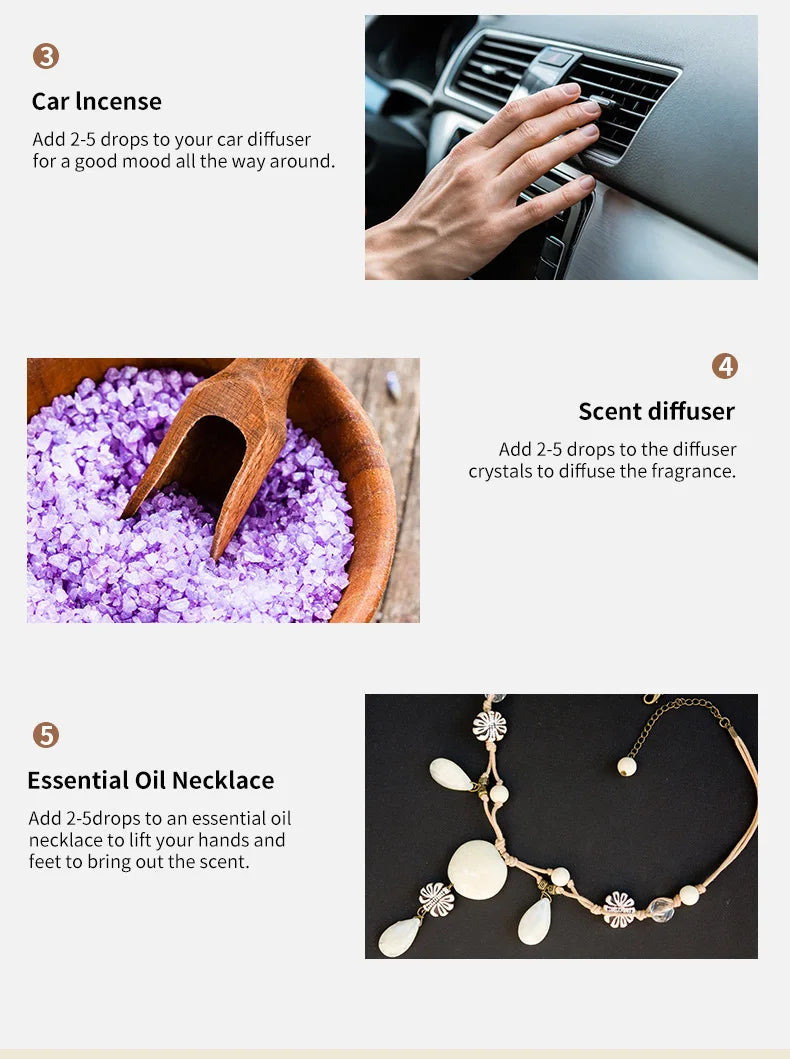 🌿 10ml Essential Oil Aromatherapy Gift Box – Water-Soluble Oils for Air Humidifiers Featuring Lavender, Rose, Eucalyptus, White Peach & Oolong Scents﻿