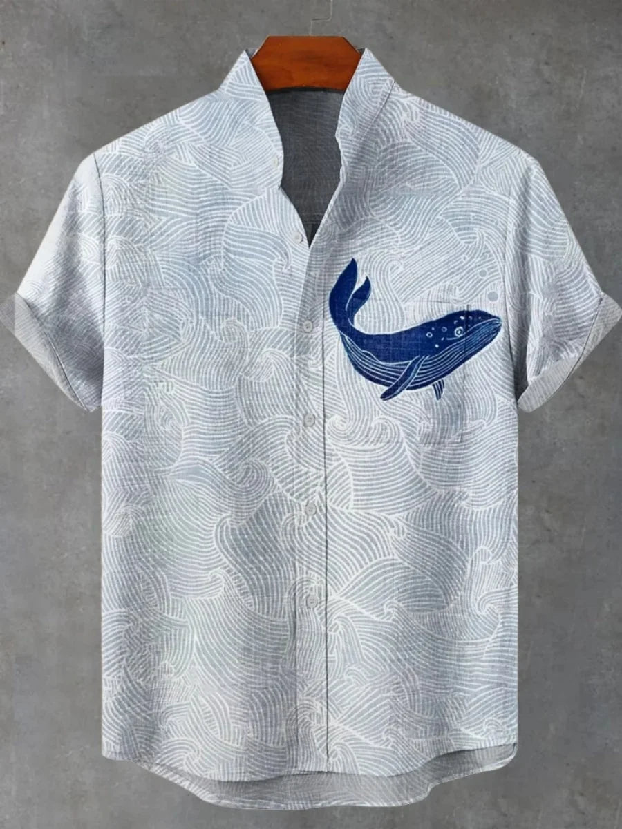 🌊 The Retro-Angler Heritage Shirt: Premium Men’s Vintage Fish-Print Casual Top – High-Definition Digital Print, Breathable Organic Cotton-Linen Blend, and Sophisticated Button-Down Short-Sleeve Silhouette SFQQQD786