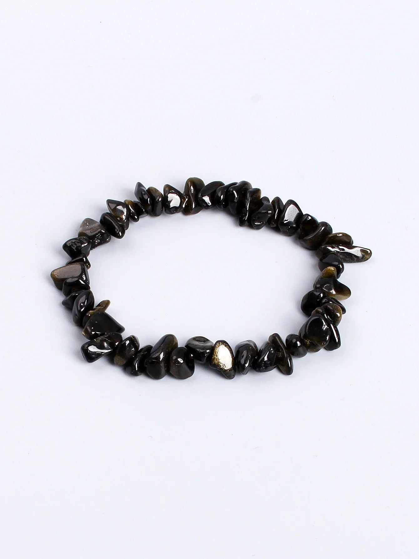 ✨ Natural Gold Color Obsidian Crushed Stone Beads Bracelet – Protection & Deep Grounding Energy Jewelry
