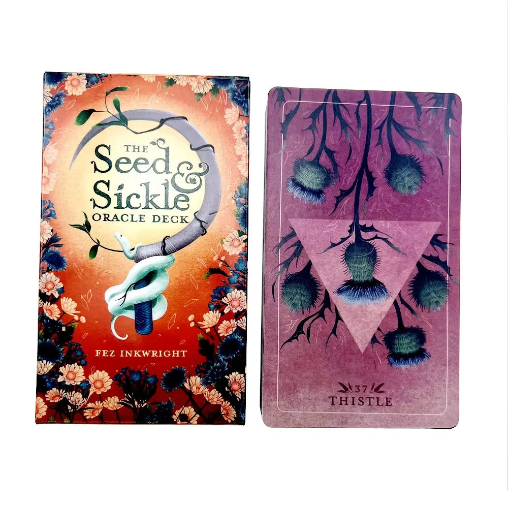 🌿 Seed & Sickle Oracle Deck – 55 Cards | Botanical Oracle Deck Featuring Seasonal Cycles | Dual Guidebooks | High-Quality Matte Finish | For Divination, Meditation, and Family Fun
