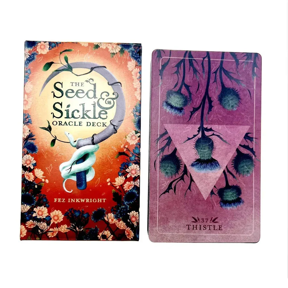 🌱 Seed & Sickle Oracle Deck – 49 Cards | Themes of Sowing & Reaping | Seasonal & Botanical Symbols | Flexible Guidebook Included | Perfect for Meditation & Self-Reflection