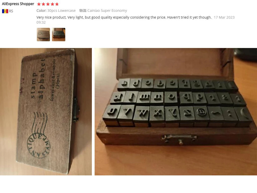 🔤 Wooden Alphabet Letter Stamps Set – Vintage Uppercase & Lowercase Rubber Stamps with DIY Self Ink Pad | Perfect for Diary, Album, Handmade Art & Craft