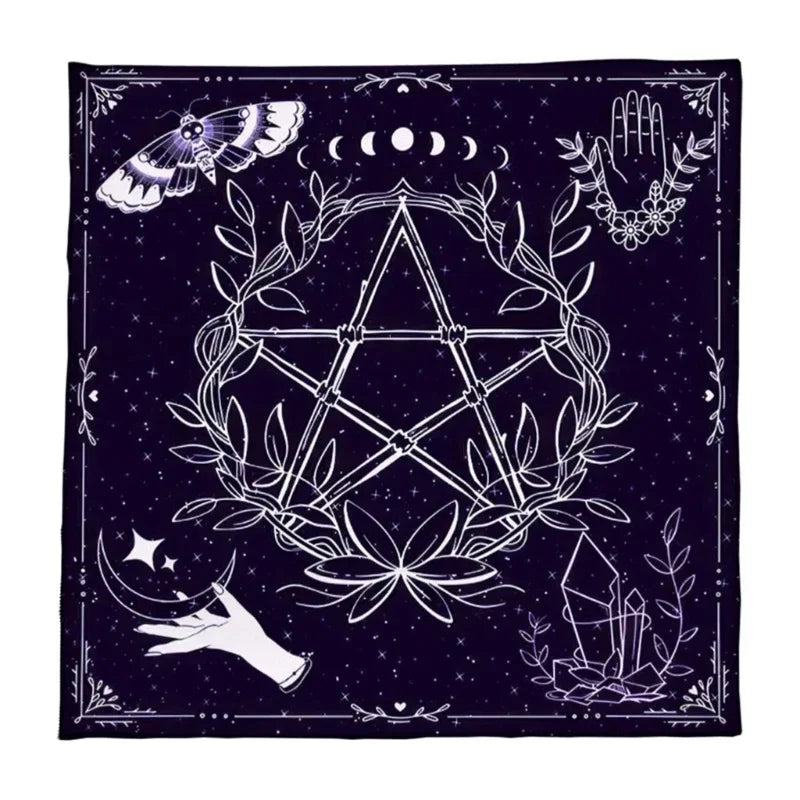 🎲 Square Shape Pendulum Divination Altar Tablecloth | Tarot Pad & Rune Table Cloth – Astrology Oracle Board Game Mat E