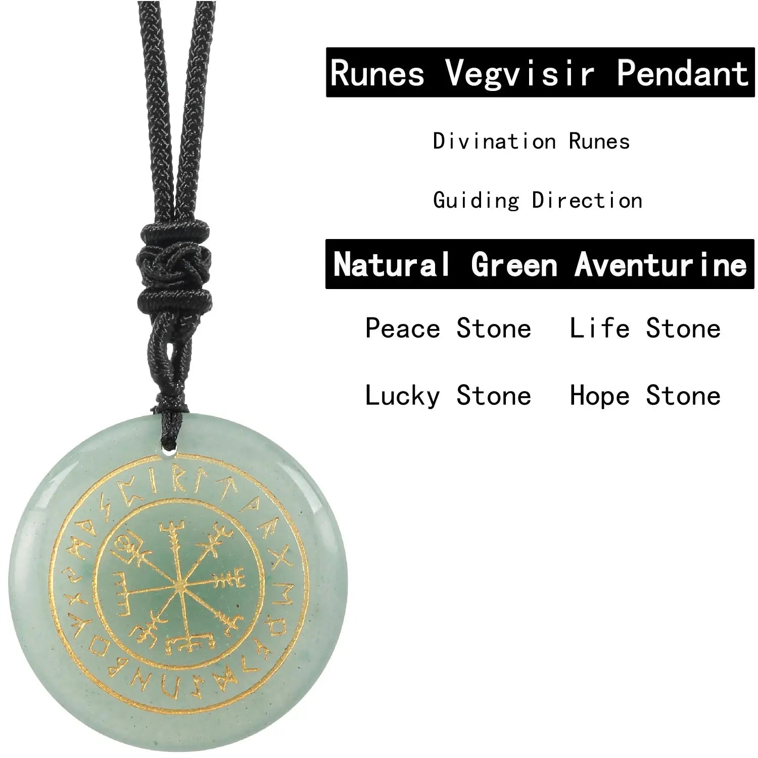 🧭 Natural Crystal Viking Compass Energy Pendant Necklace – Guardian Symbol | Fashion Jewelry for Men & Women Green Aventurine