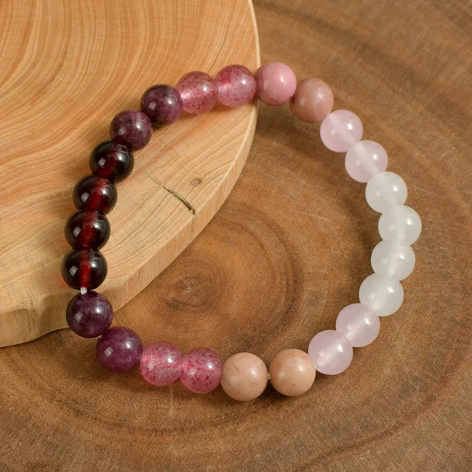 ✨ Pink Amethyst Cubic Self-Love Bracelet – Beautiful Handmade Natural Stone Beaded Bangles – Perfect Couple Love Gifts