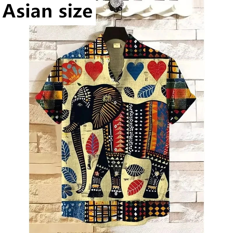 🌍 The Neo-Tribal African Masterpiece: Premium Men's 3D Retro Shirt – High-Definition Ethnic Graphic Print, Breathable Lightweight Performance Fabric, and Sophisticated Vintage Streetwear Silhouette Shirts-FYA37019
