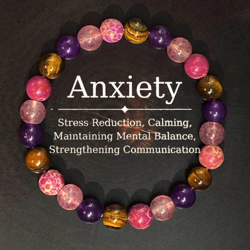 ✨ Bohemian Style Calm Mind Bracelet – Tiger Eye & Rose Quartz Stretch Bracelet – Unisex Natural Stone Jewelry Gift