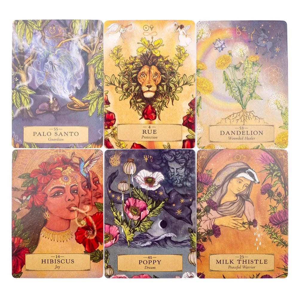 🌿 Herbal Astrology Oracle Deck – 55 Beautifully Illustrated Cards | Ancient Plant Healing & Astrological Wisdom | 10.4 x 7.4 cm | Board Game Edition