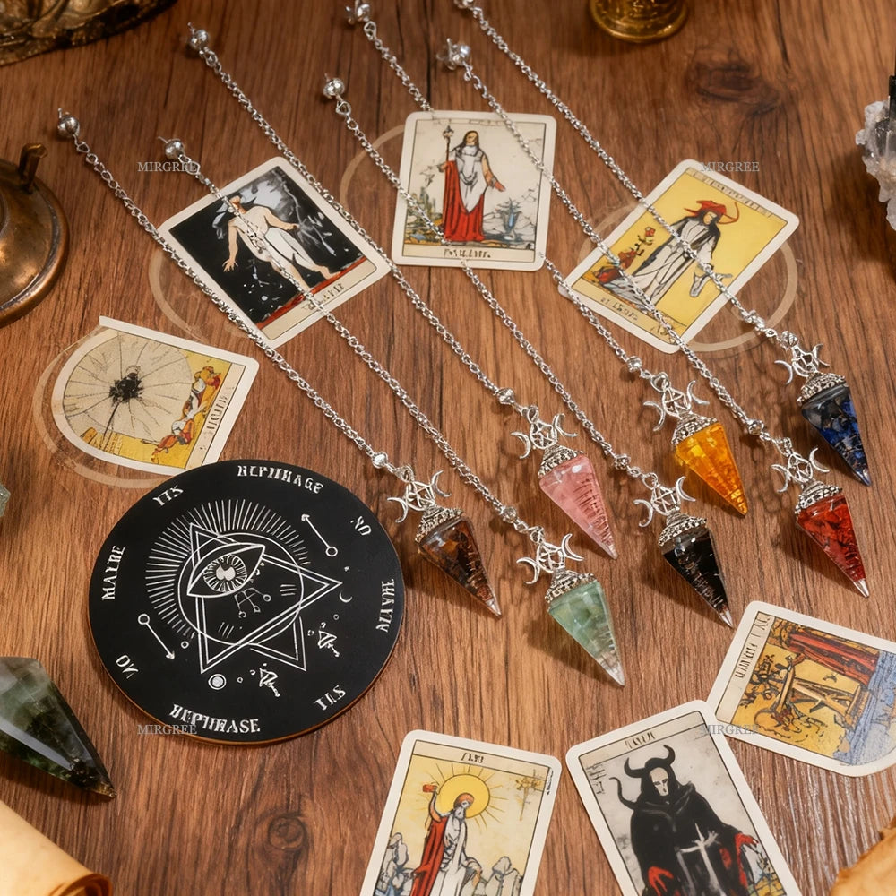 🔮 2pcs Spiritual Pendulum Divination Set – Includes Crystal Pendulum & Divination Disk | Healing & Decision-Making Tool | Free Shipping