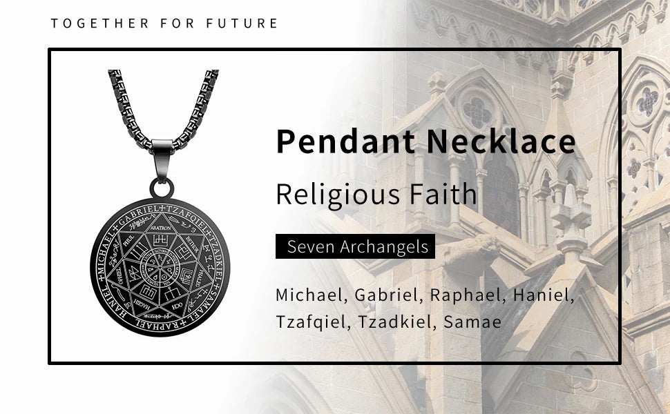 🛡️✨ Supreme 7 Archangels Protection Seal Pendant – Stainless Steel Necklace for Divine Shield & Spiritual Harmony
