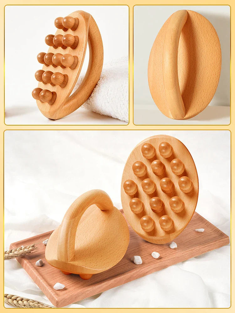 Wood Therapy Fascia Release Massage Tools – Wooden Massage Brush & Gua Sha Body Sculpting Tool for Smooth Meridians and Deep Tissue Relief﻿