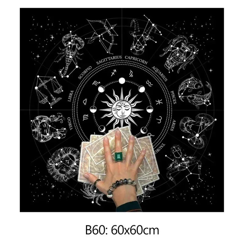 🎲 Square Shape Pendulum Divination Altar Tablecloth | Tarot Pad & Rune Table Cloth – Astrology Oracle Board Game Mat