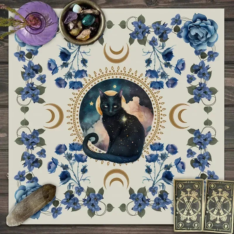🃏 Mandala Tree of Life Tarot Tablecloth – Sea Velvet Square Butterfly Altar Cloth for Tarot Readings, Terrace Dining & Multi-Purpose Mystic Decor