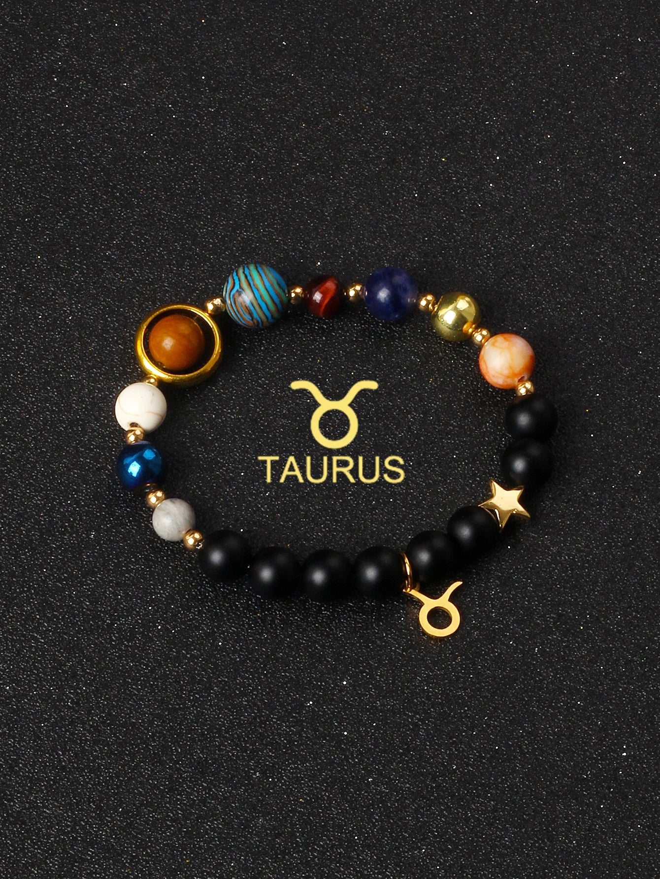 ✨ Eight Planets & 12 Constellation Bracelets – Natural Stone Universe Galaxy Solar System Jewelry – Featuring Libra, Virgo & Leo Designs 3Taurus