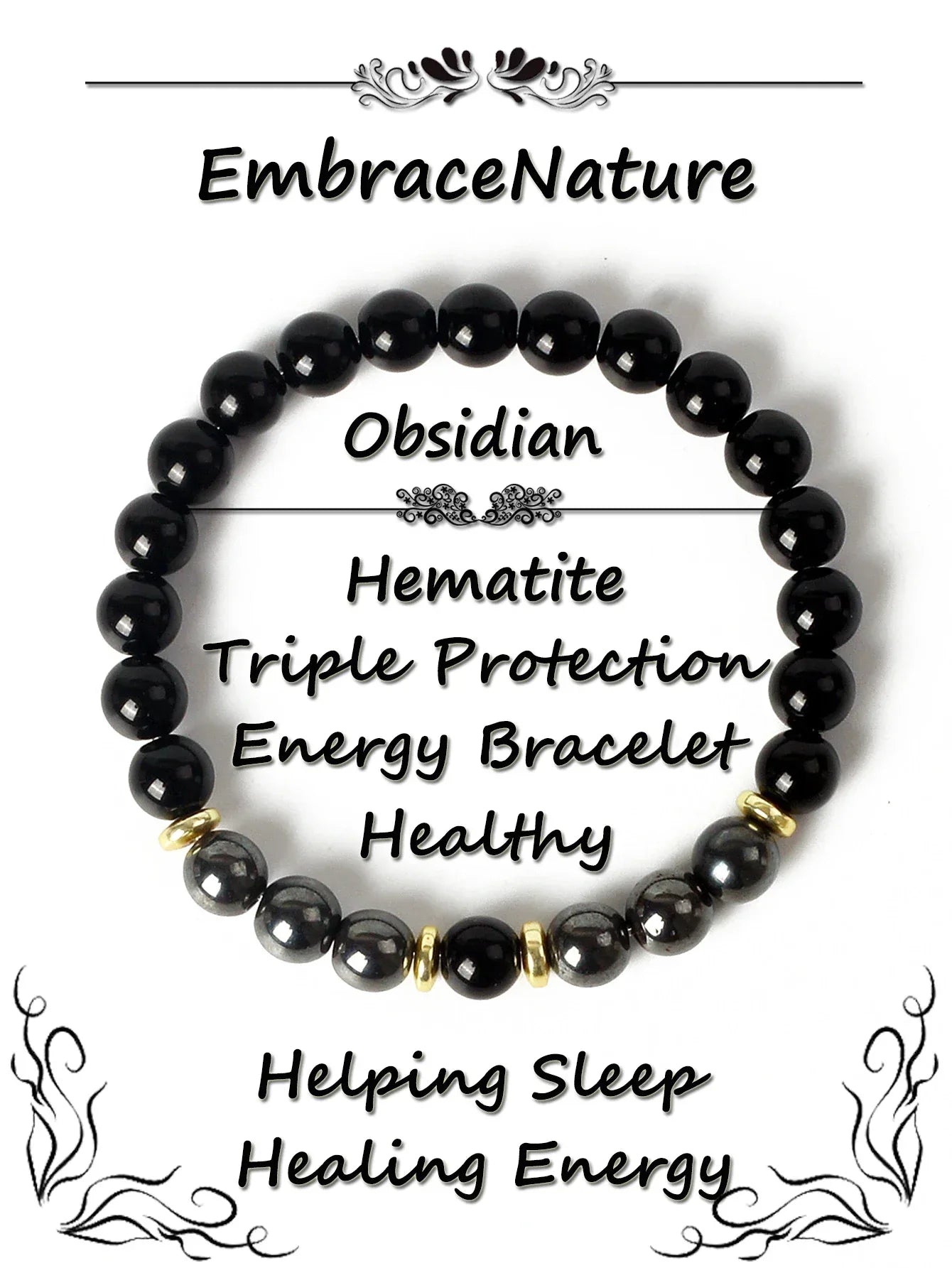 ✨ Tiger Eye & Hematite Beaded Bracelet – Courage, Protection & Grounding Energy – Natural Stone Healing Jewelry for Strength & Balance 1 Onxy
