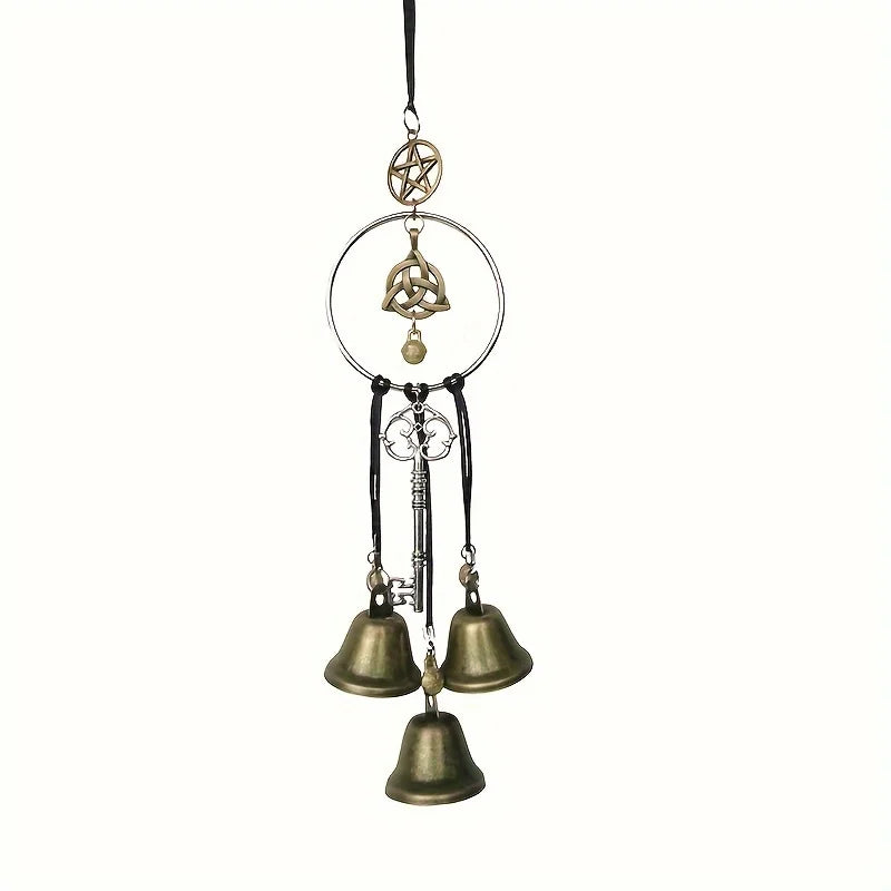 Witch Bell Wind Chime – Handmade Wicker Doorknob Hanging Decor with Protective Blessings for Home Harmony